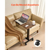 VEVOR Overbed Table, Mobile Bed Side Table with Flip Desktop and 4 Wheels, Height & Angle Adjustable Rolling Laptop Desk with Cup Holder, Portable Over Bed Desk for Home, Office, Study, Wood + Black