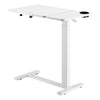 VEVOR Overbed Table, Mobile Bed Side Table with Flip Desktop and 4 Hidden Wheels, Height & Angle Adjustable Rolling Laptop Desk with Cup Holder, Portable Over Bed Desk for Home, Office, Study, White