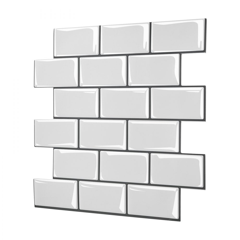 VEVOR Peel and Stick Backsplash 10-Sheet, 12 x 12 x 0.78 inch / 305 x 305 x 2.0 mm Self-Adhesive Wall Tiles, Stick on Subway Tile Backsplash for Kitchen, 3D Back Splashes for Bathroom, Tile-Look