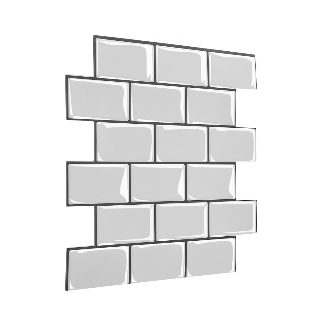 VEVOR Peel and Stick Backsplash 10-Sheet, 12 x 12 x 0.78 inch / 305 x 305 x 2.0 mm Self-Adhesive Wall Tiles, Stick on Subway Tile Backsplash for Kitchen, 3D Back Splashes for Bathroom, Tile-Look