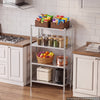 VEVOR Stainless Steel Shelving 4-Tier 23.6 x 13.9 x 51.4 in Storage Rack, for Kitchen Pantry Garage, 300 lb Per Shelf Heavy-Duty Organizer with 3-Level Adjustable Shelves, 6 Hooks, Leveling Feet