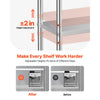 VEVOR Stainless Steel Shelving 3-Tier 31.5 x 15.8 x 35.4 in Storage Rack, for Kitchen Pantry Garage, 300 lb Per Shelf Heavy-Duty Organizer with 3-Level Adjustable Shelves, 6 Hooks, Leveling Feet