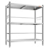 VEVOR Stainless Steel Shelving 3-Tier 31.5 x 15.8 x 35.4 in Storage Rack, for Kitchen Pantry Garage, 300 lb Per Shelf Heavy-Duty Organizer with 3-Level Adjustable Shelves, 6 Hooks, Leveling Feet