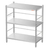 VEVOR Stainless Steel Shelving 3-Tier 31.5 x 15.8 x 35.4 in Storage Rack, for Kitchen Pantry Garage, 300 lb Per Shelf Heavy-Duty Organizer with 3-Level Adjustable Shelves, 6 Hooks, Leveling Feet