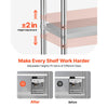VEVOR Stainless Steel Shelving 4-Tier 31.5 x 15.8 x 53.7 in Storage Rack, for Kitchen Pantry Garage, 300 lb Per Shelf Heavy-Duty Freestanding Organizer with Wheels, 3-Level Adjustable Shelves, 6 Hook