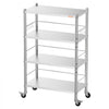 VEVOR Stainless Steel Shelving 4-Tier 31.5 x 15.8 x 53.7 in Storage Rack, for Kitchen Pantry Garage, 300 lb Per Shelf Heavy-Duty Freestanding Organizer with Wheels, 3-Level Adjustable Shelves, 6 Hook