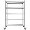 VEVOR Stainless Steel Shelving 5-Tier 47.2 x 17.7 x 73.7 in Storage Rack, for Kitchen Pantry Garage, 1200 lb Total Capacity Heavy-Duty Freestanding Organizer with Wheels, 3-Level Adjustable Shelves