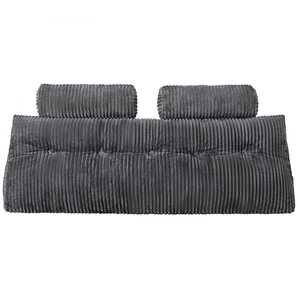 VEVOR Headboard Pillow, Queen Size Wedge Headboard Pillow with 2 Side Pockets and 2 Headrests, Bed Wedge Pillow with Washable Flannel Cloth, for Reading, Gaming, Resting, Working in Bed, Grey