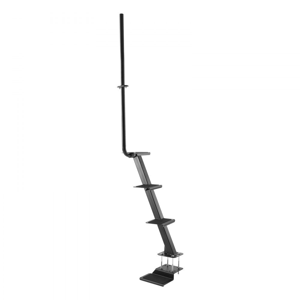 VEVOR Boat Trailer Steps, 4-Step, Heavy-Duty Boat Trailer Steps with Handle, Non-Slip Surface, 3 Mounting Angle Options, Carbon Steel Ladder Suitable for 3" x 3"/3" x 5"/4" x 4" Frame, Bottom Mounting