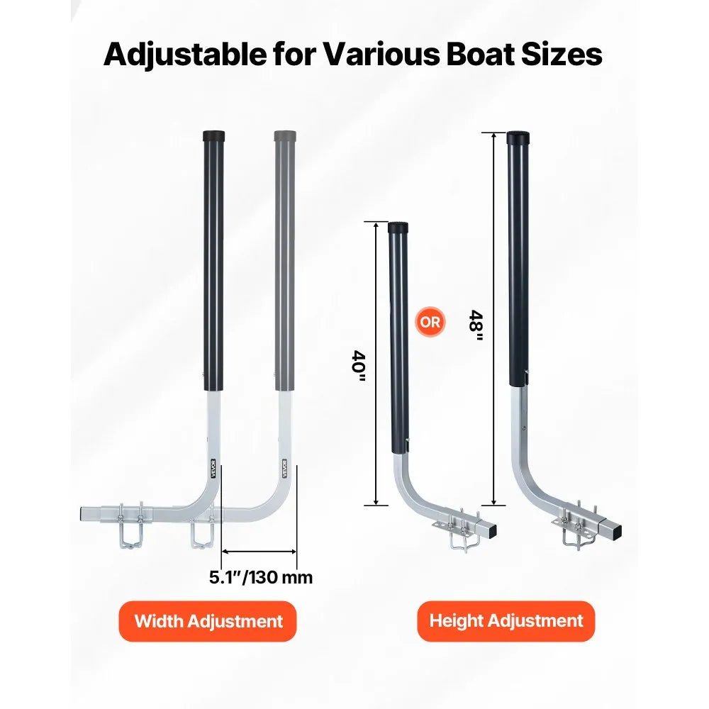 VEVOR Boat Trailer Guides, 40 in/48 in Height Guide Poles, 2PCS High-Hardness Steel Trailer Guide-Ons, Adjustable Guide Poles with PVC Pipes, for Ski Boats, Compact Fishing Boats, Small Sailboat