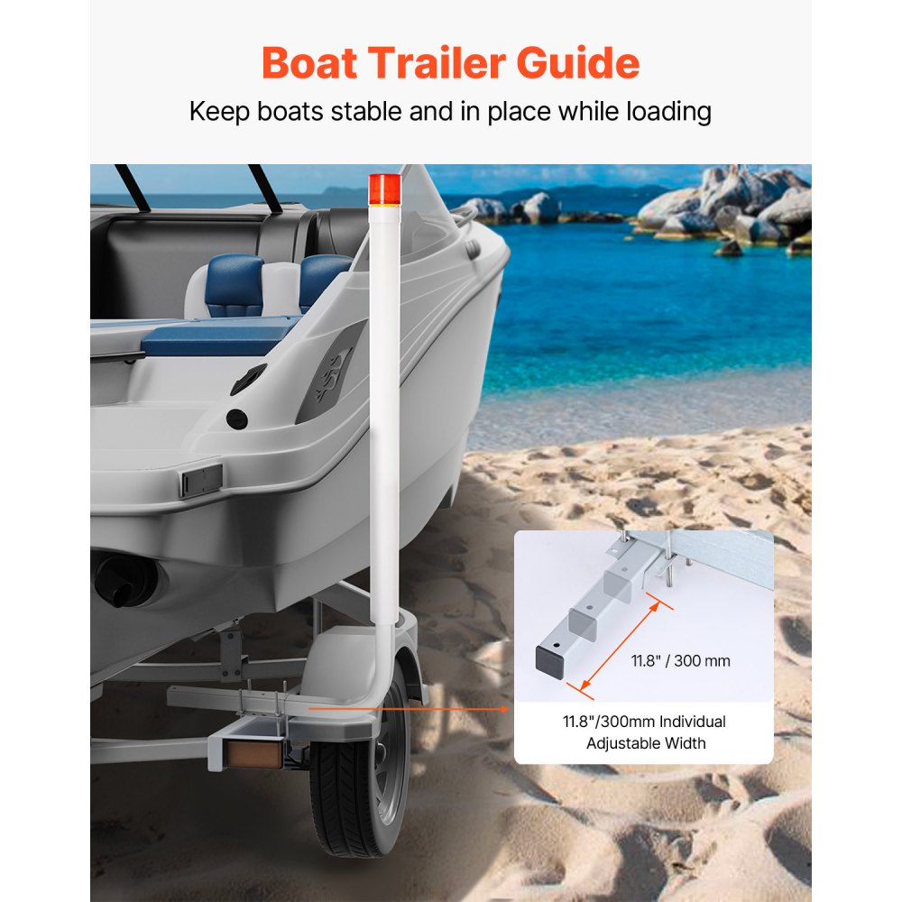 VEVOR Boat Trailer Guide, 40″ with LED Light Trailer Guide Poles, 2PCS High-Hardness Steel Trailer Guide-Ons, Trailer Guides with PVC Pipes, for Ski Boat, Fishing Boat or Sailboat Trailer