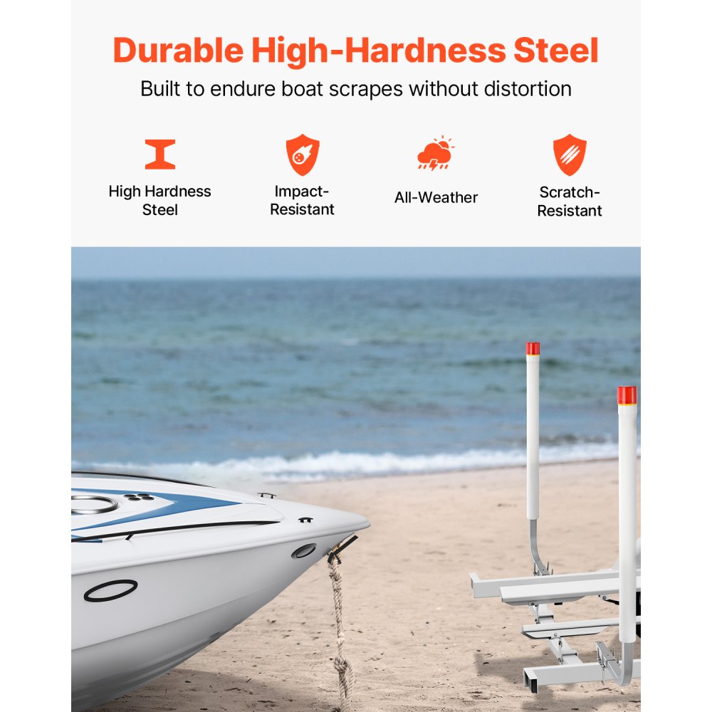 VEVOR Boat Trailer Guide, 40″ with LED Light Trailer Guide Poles, 2PCS High-Hardness Steel Trailer Guide-Ons, Trailer Guides with PVC Pipes, for Ski Boat, Fishing Boat or Sailboat Trailer