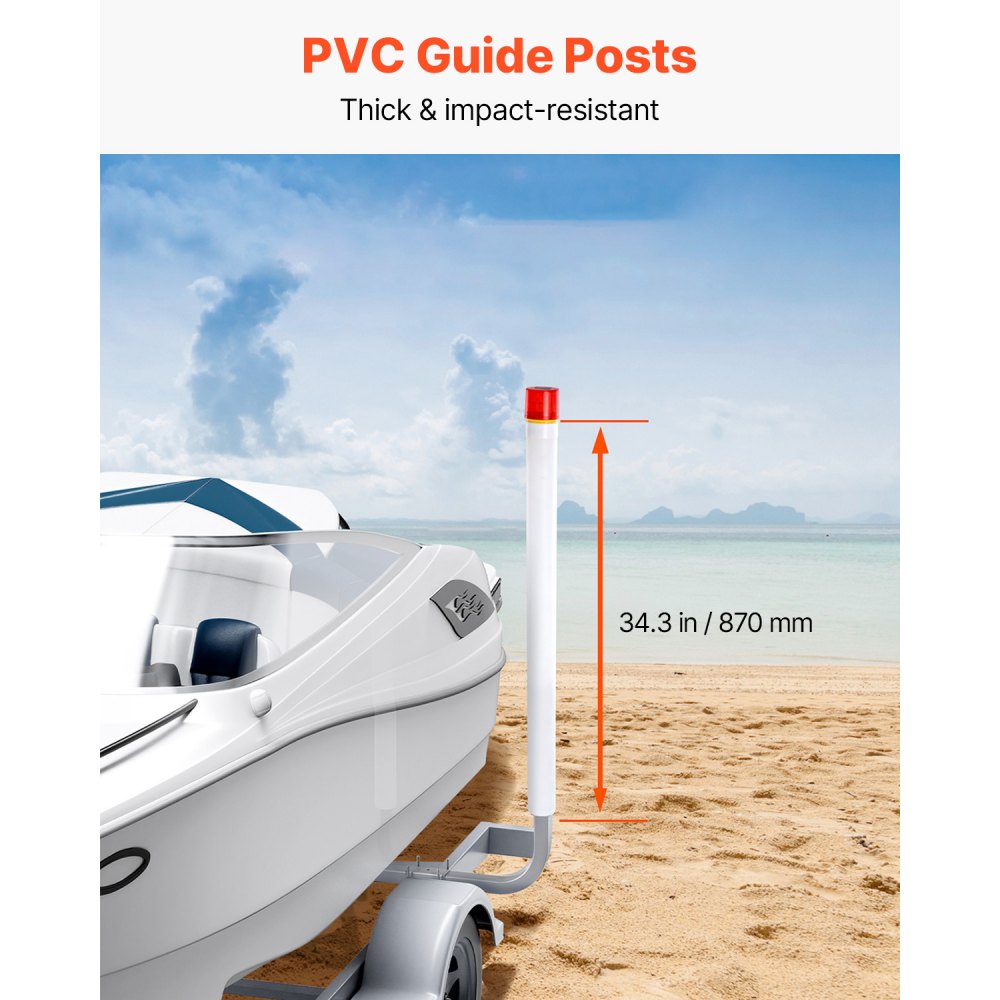 VEVOR Boat Trailer Guide, 40″ with LED Light Trailer Guide Poles, 2PCS High-Hardness Steel Trailer Guide-Ons, Trailer Guides with PVC Pipes, for Ski Boat, Fishing Boat or Sailboat Trailer