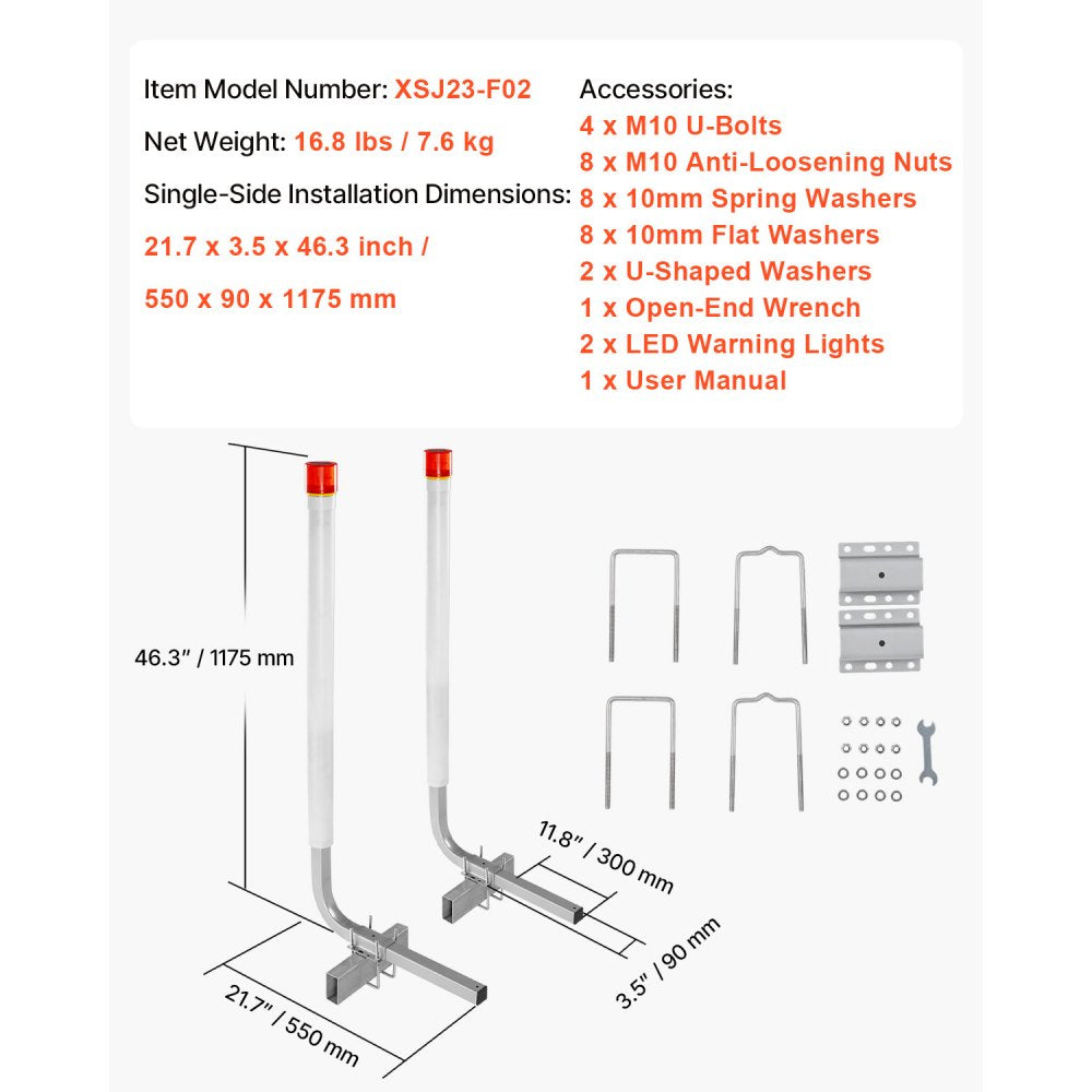 VEVOR Boat Trailer Guide, 40″ with LED Light Trailer Guide Poles, 2PCS High-Hardness Steel Trailer Guide-Ons, Trailer Guides with PVC Pipes, for Ski Boat, Fishing Boat or Sailboat Trailer