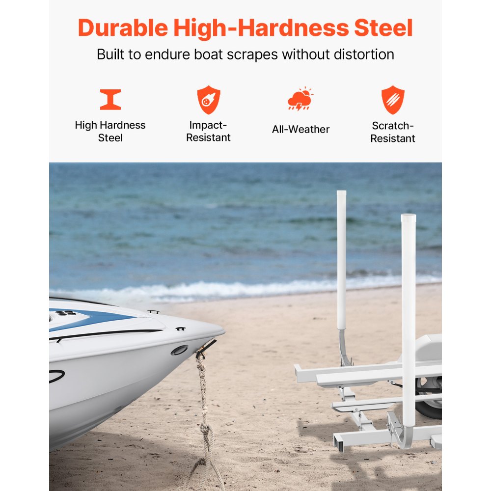 VEVOR Boat Trailer Guide, 48″ Adjustable Design Trailer Guide Poles, 2PCS High-Hardness Steel Trailer Guide-Ons, Trailer Guides with PVC Pipes, for Ski Boat, Fishing Boat or Sailboat Trailer