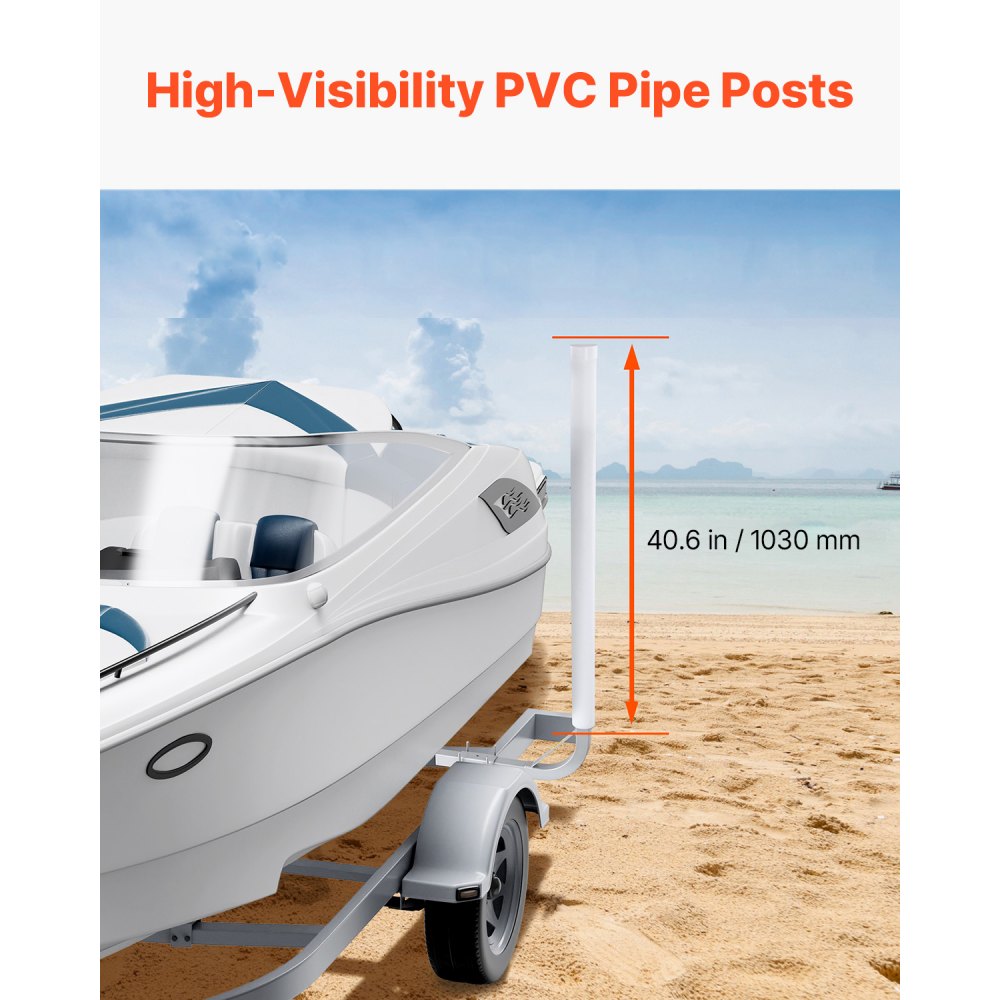 VEVOR Boat Trailer Guide, 48″ Adjustable Design Trailer Guide Poles, 2PCS High-Hardness Steel Trailer Guide-Ons, Trailer Guides with PVC Pipes, for Ski Boat, Fishing Boat or Sailboat Trailer