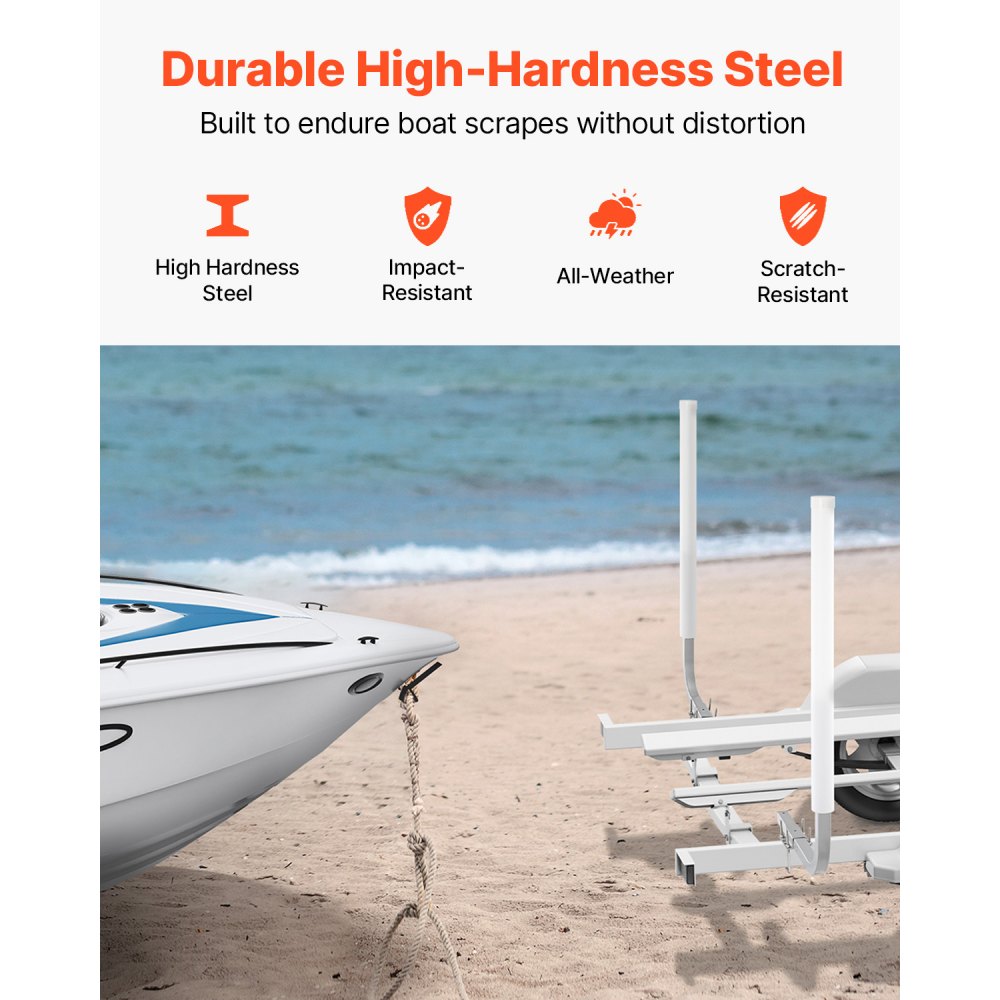 VEVOR Boat Trailer Guide, 60″ Adjustable Design Trailer Guide Poles, 2PCS High-Hardness Steel Trailer Guide-Ons, Trailer Guides with PVC Pipes, for Ski Boat, Fishing Boat or Sailboat Trailer