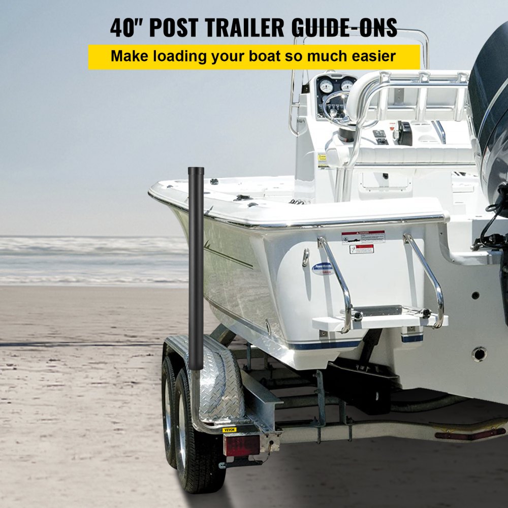 VEVOR Boat Trailer Guide-ons, 40\", 2PCS Rustproof Galvanized Steel Trailer Guide ons, Trailer Guides with Black PVC Pipes, Mounting Parts Included, for Ski Boat, Fishing Boat or Sailboat Trailer
