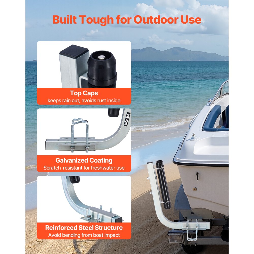 VEVOR Boat Trailer Guides, 18.5 in/20.5 in Height Adjustable Trailers Guide, 2PCS Thickened High-Duty Steel Trailer Guide-Ons with Smooth Roller Guidance, for V-Hull Boats, Small to Mid-Size Boats
