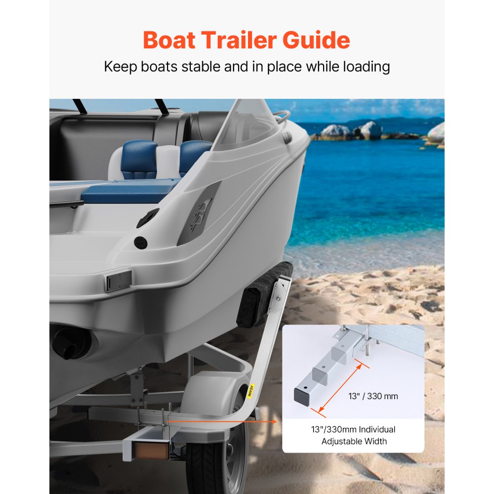 VEVOR Boat Trailer Guide, 2PCS Adjustable Short Bunk Guide-Ons, Hardened Steel Trailer Guide Poles with Soft Cushion, Heavy Duty Roller Guide Design, for Ski Boat, Fishing Boat or Sailboat Trailer