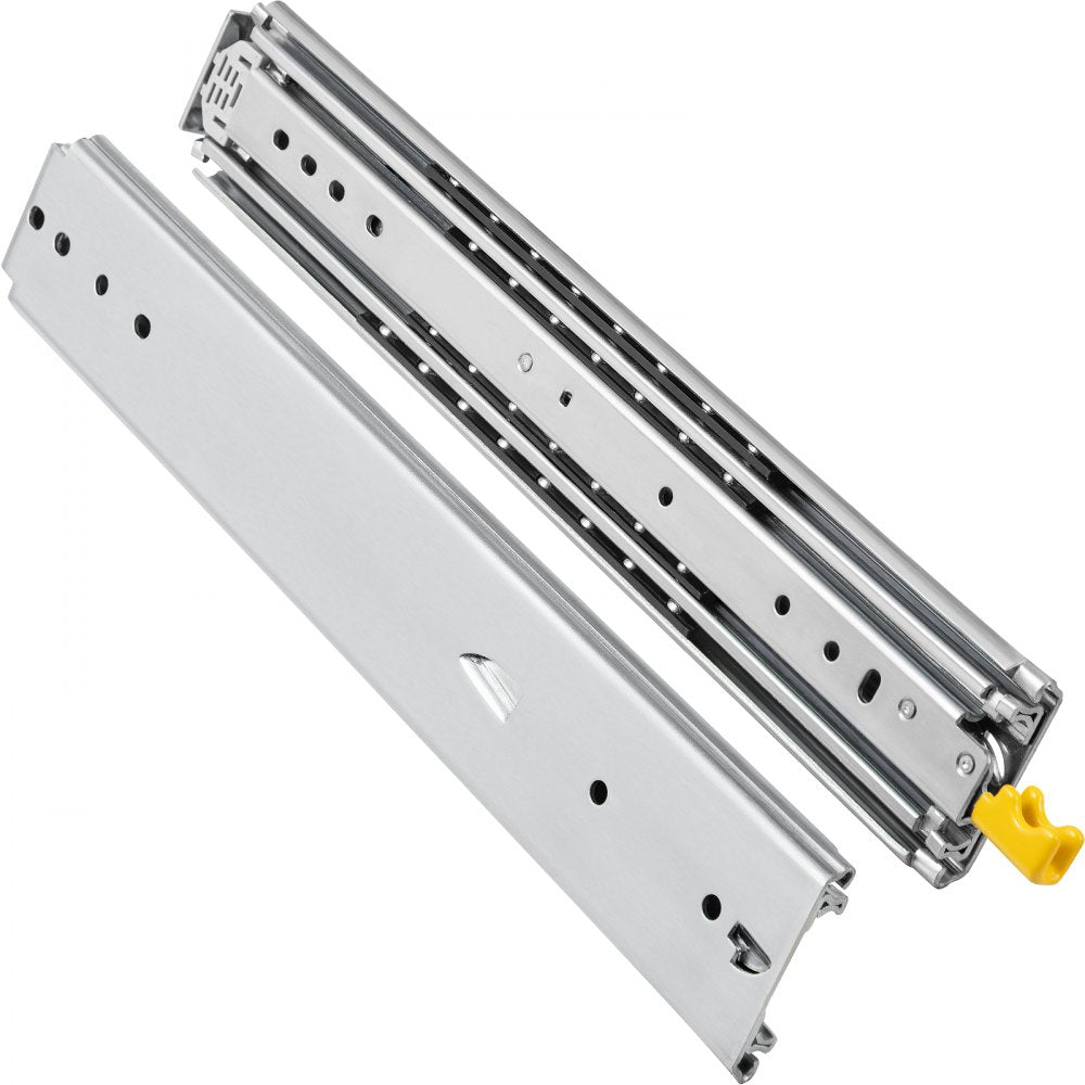VEVOR Heavy Duty Drawer Slides 36\" Length, Locking Drawer Slides 500lbs Load Capacity Long Full Extension Drawer Slide 1 Pair Side Mount Ball Bearing Drawer Glides Push to Open Drawer Runners Rail