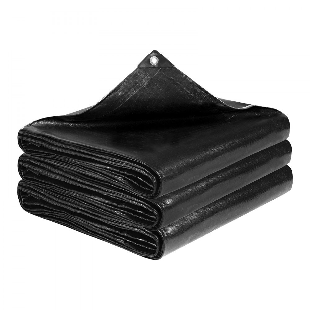 VEVOR 20 x 25 ft Pond Liner, 14 Mil Thickness, 3-Layer Reinforced PE Fish Koi Pond Liner for Outdoor Ponds, with Hemmed Edge and 4 Metal Buttonholes, for Water Garden, Waterfall, and Fountains, Black