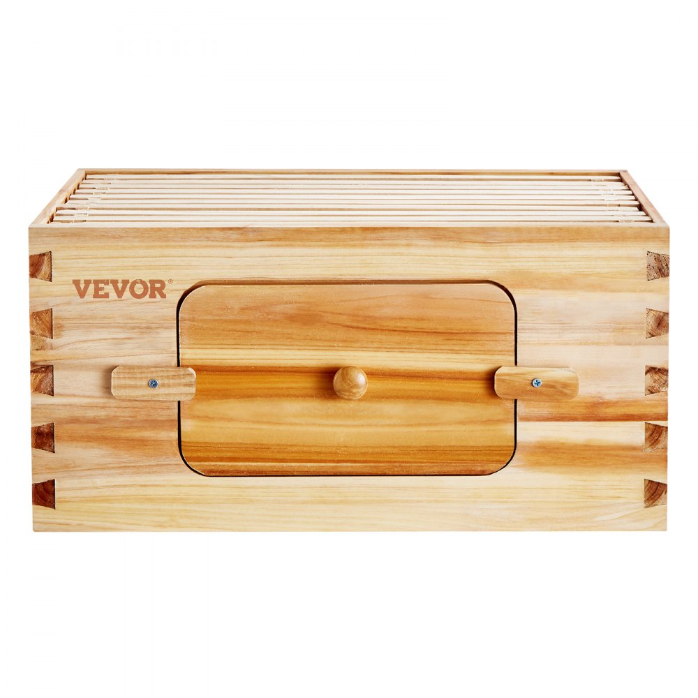 VEVOR Bee Hive Deep Box Starter Kit, 100% Beeswax Coated Natural Fir Wood, Langstroth Beehive Kit with 10 Frames and Foundations, Transparent Acrylic Bee Windows for Beginners and Pro Beekeepers