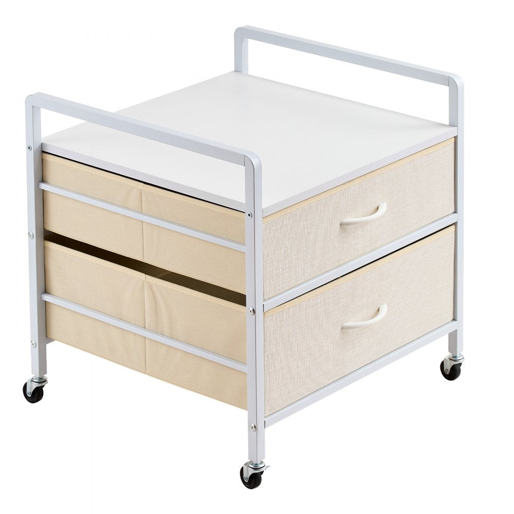 VEVOR Mini Fridge Stand with Storage, 176 lb-Capacity Mini Fridge Table with 2 Drawers & 4 Swivel Wheels, Mobile Mini Fridge Shelf, White Mini Fridge Organizer for Dorm, Apartment, Office, Bedroom
