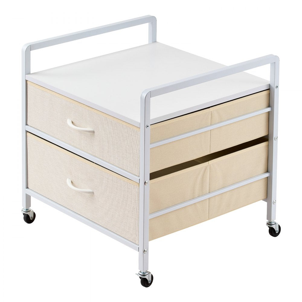 VEVOR Mini Fridge Stand with Storage, 176 lb-Capacity Mini Fridge Table with 2 Drawers & 4 Swivel Wheels, Mobile Mini Fridge Shelf, White Mini Fridge Organizer for Dorm, Apartment, Office, Bedroom