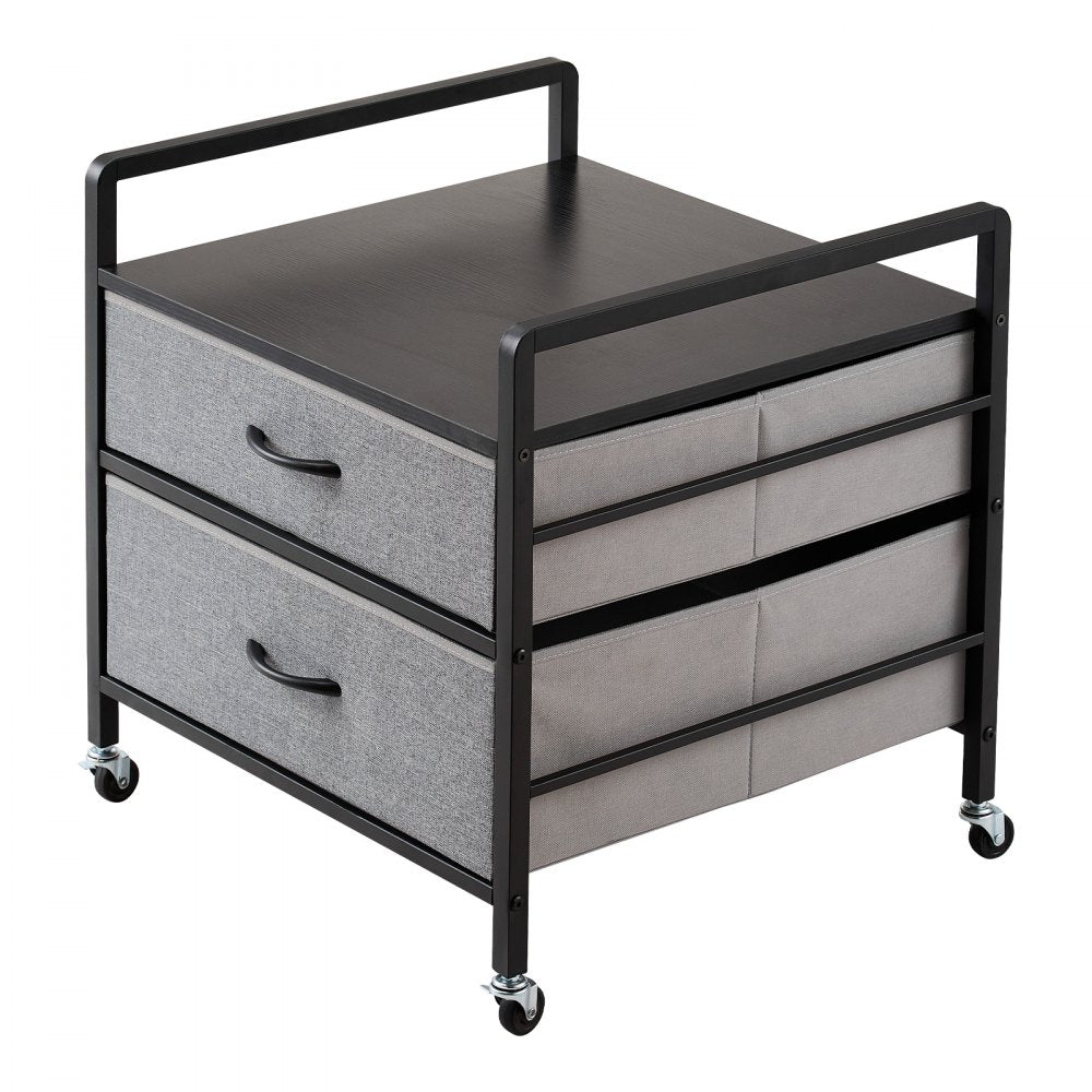VEVOR Mini Fridge Stand with Storage, 176 lb-Capacity Mini Fridge Table with 2 Drawers & 4 Swivel Wheels, Mobile Mini Fridge Shelf, Gray Mini Fridge Organizer for Dorm, Apartment, Office, Bedroom