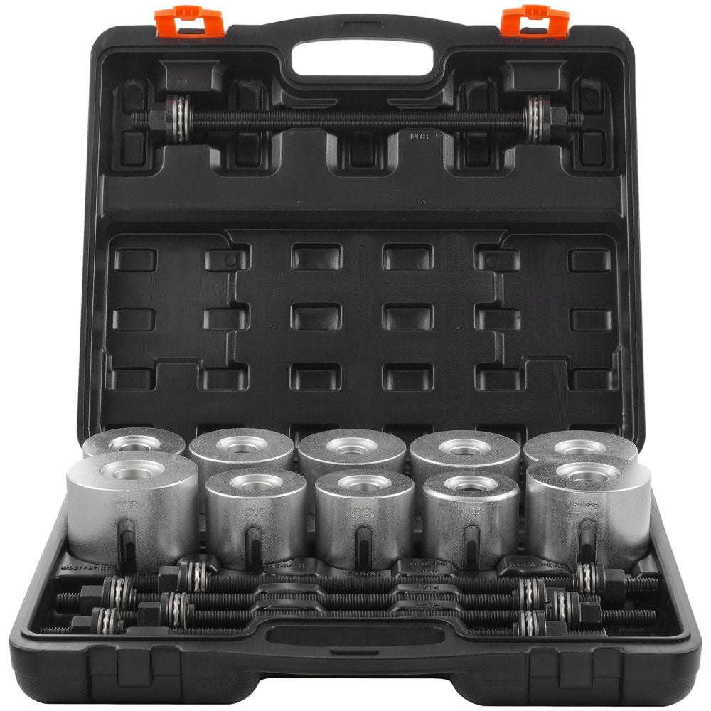 VEVOR 27 PCS Pull and Press Sleeve Kit, Steel Bush Bearing Removal and Installation Set, Bush Removal Insertion Sleeve Tools with Carrying Case, Multi-Vehicle Compatibility for LCV and HGV Engines