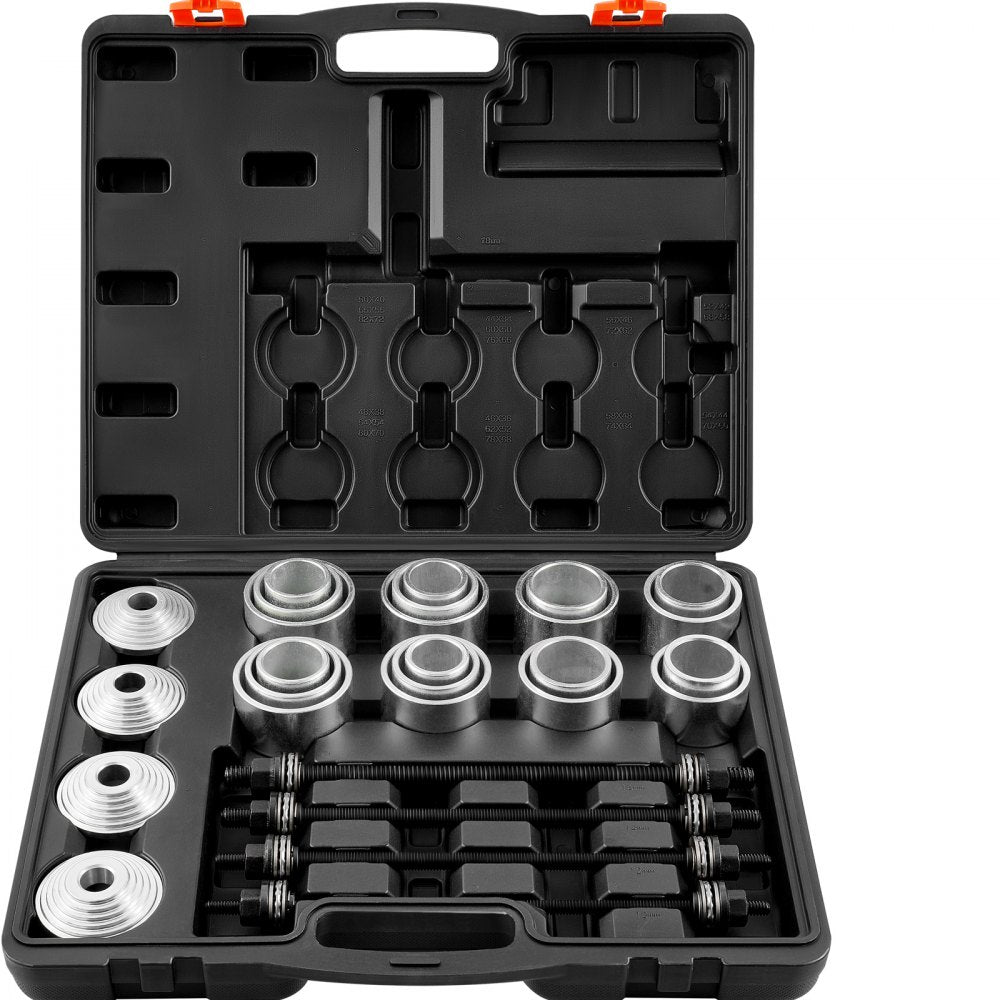 VEVOR 36 PCS Pull and Press Sleeve Kit, Steel Bush Bearing Removal and Installation Set, Bush Removal Insertion Sleeve Tools with Carrying Case, Multi-Vehicle Compatibility for LCV and HGV Engines