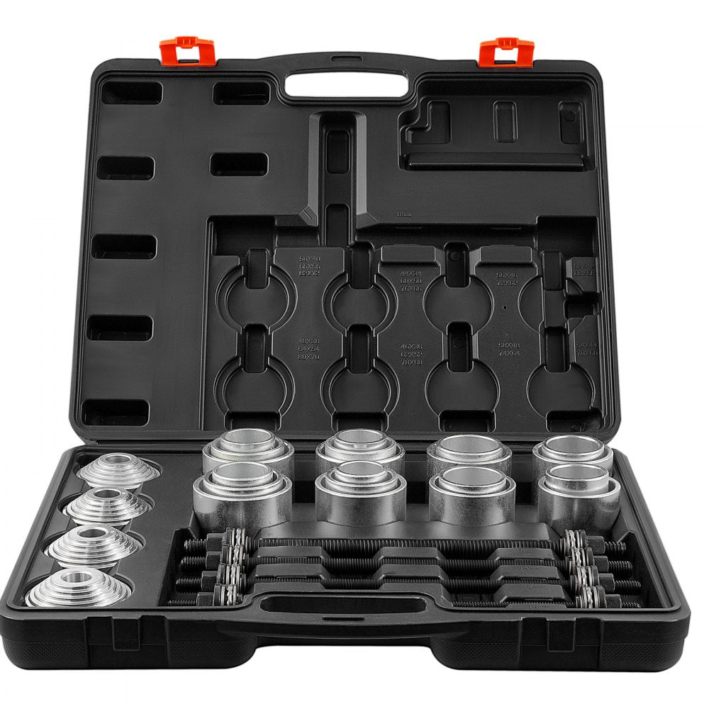 VEVOR 36 PCS Pull and Press Sleeve Kit, Steel Bush Bearing Removal and Installation Set, Bush Removal Insertion Sleeve Tools with Carrying Case, Multi-Vehicle Compatibility for LCV and HGV Engines