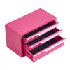 VEVOR Steel Tool Box with 3 Drawers Portable Metal Toolbox Heavy Duty Pink, for Garage Workshop Repair Shop Workbench, Magnetic Design, Tool Chest Cabinet Storage Organizer, with Protective Liners