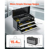 VEVOR Metal Tool Box, 20.5-inch, Portable Metal Tool Box with 3 Drawers, Small Tool Chest with EVA Liners, Ball Bearing Slide Drawers Locking & Powder Coated Finish, Multi-Function Tool Organizer