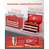 VEVOR Metal Tool Box, 20.5-inch, Portable Metal Tool Box with 3 Drawers, Small Tool Chest with EVA Liners, Ball Bearing Slide Drawers Locking & Powder Coated Finish, Multi-Function Tool Organizer, Red