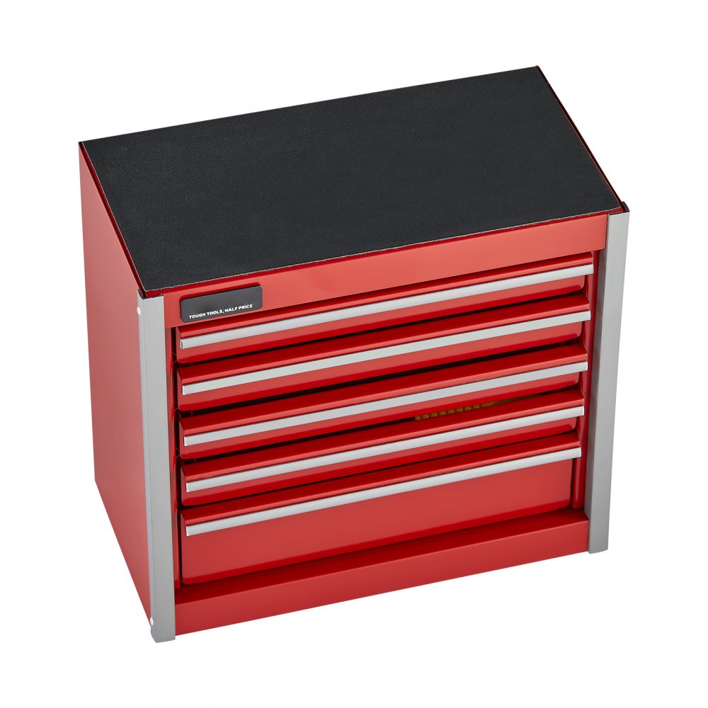 VEVOR Metal Tool Box, 8.6-inch, Portable Metal Tool Box with 5 Drawers, Small Tool Chest with EVA Liners and PP Feet Pads, Heavy-Duty Steel With Ball Bearing Opening and Powder Coated Finish, Red