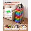 VEVOR Rolling Cart with Drawers, 10 Drawer Storage Organizer, Mobile Utility Cart with Steel Frame, Universal Casters & 2 Brakes, Great for Office, Classroom, Craft Tools, Garage, Studio, Rainbow