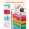 VEVOR Rolling Cart with Drawers, 10 Drawer Storage Organizer, Mobile Utility Cart with Steel Frame, Universal Casters & 2 Brakes, Great for Office, Classroom, Craft Tools, Garage, Studio, Rainbow