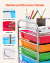 VEVOR Rolling Cart with Drawers, 10 Drawer Storage Organizer, Mobile Utility Cart with Steel Frame, Universal Casters & 2 Brakes, Great for Office, Classroom, Craft Tools, Garage, Studio, Rainbow