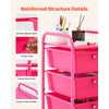 VEVOR Rolling Cart with Drawers, 4 Drawer Storage Organizer, Mobile Utility Cart with Steel Frame, Universal Casters & 2 Brakes, for Office, Classroom, Craft Tools, Garage, Cleaning Supplies, Rose Red