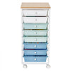 VEVOR Rolling Cart with Drawers, 8 Drawer Storage Organizer, Mobile Utility Cart with Wood Top, Steel Frame, Universal Casters & 2 Brakes, for Office, Classroom, Craft Supplies, Bedroom, Green Blue