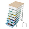 VEVOR Rolling Cart with Drawers, 8 Drawer Storage Organizer, Mobile Utility Cart with Wood Top, Steel Frame, Universal Casters & 2 Brakes, for Office, Classroom, Craft Supplies, Bedroom, Green Blue
