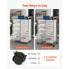 VEVOR Rolling Cart with Drawers, Double Row 15 Drawer Storage Organizer, Mobile Utility Cart with Chrome Steel Frame, Universal Casters & 2 Brakes, for Office, Classroom, Craft Room, Studio, Garage