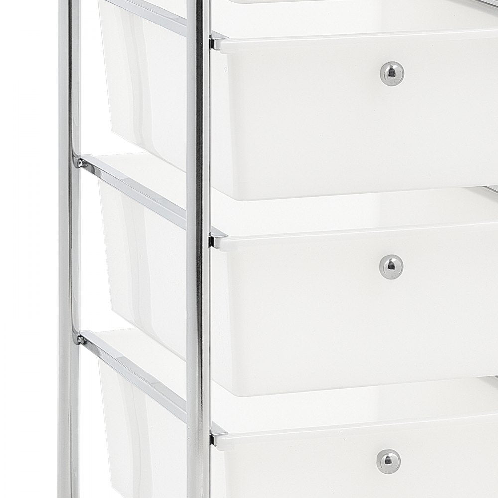 VEVOR Rolling Cart with Drawers, Double Row 15 Drawer Storage Organizer, Mobile Utility Cart with Chrome Steel Frame, Universal Casters & 2 Brakes, for Office, Classroom, Craft Room, Studio, Garage