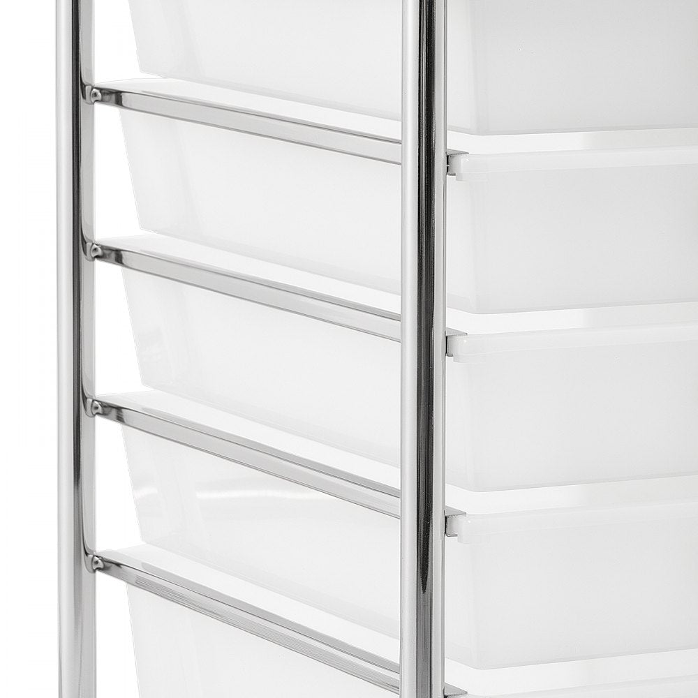 VEVOR Rolling Cart with Drawers, Double Row 12 Drawer Storage Organizer, Mobile Utility Cart with Chrome Steel Frame, Universal Casters & 2 Brakes, for Office, Classroom, Craft Room, Studio, Garage