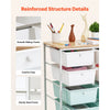 VEVOR Rolling Cart with Drawers, Double Row 10 Drawer Storage Organizer, Mobile Utility Cart, Wood Top, Steel Frame, Universal Casters & 2 Brakes, for Office, Classroom, Craft Room, Studio, Blue White