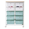VEVOR Rolling Cart with Drawers, Double Row 10 Drawer Storage Organizer, Mobile Utility Cart, Wood Top, Steel Frame, Universal Casters & 2 Brakes, for Office, Classroom, Craft Room, Studio, Blue White