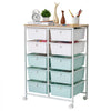 VEVOR Rolling Cart with Drawers, Double Row 10 Drawer Storage Organizer, Mobile Utility Cart, Wood Top, Steel Frame, Universal Casters & 2 Brakes, for Office, Classroom, Craft Room, Studio, Blue White