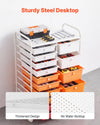 VEVOR Rolling Cart with Drawers, Double Row 15 Drawer Storage Organizer, Mobile Utility Cart, Steel Frame, Universal Casters & 2 Brakes, for Office, Classroom, Craft Room, Studio, Garage, Gradient Red